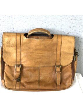 Samsonite Brown 18" Leather Laptop Bag Briefcase Mens Soft Case Satchel Work